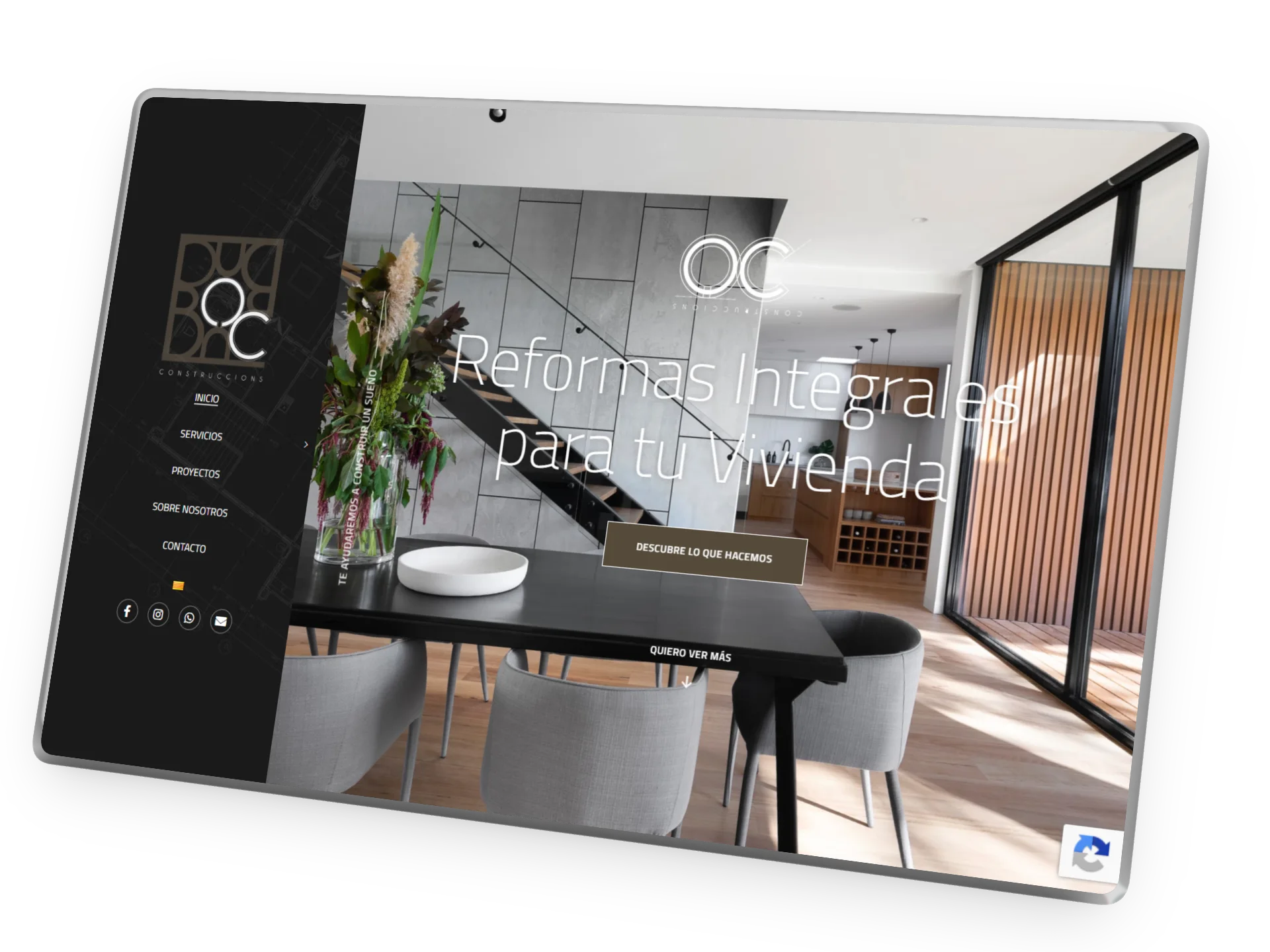 Web de la constructora OC Construccions, diseñada por Blauro Digital en Vila-seca