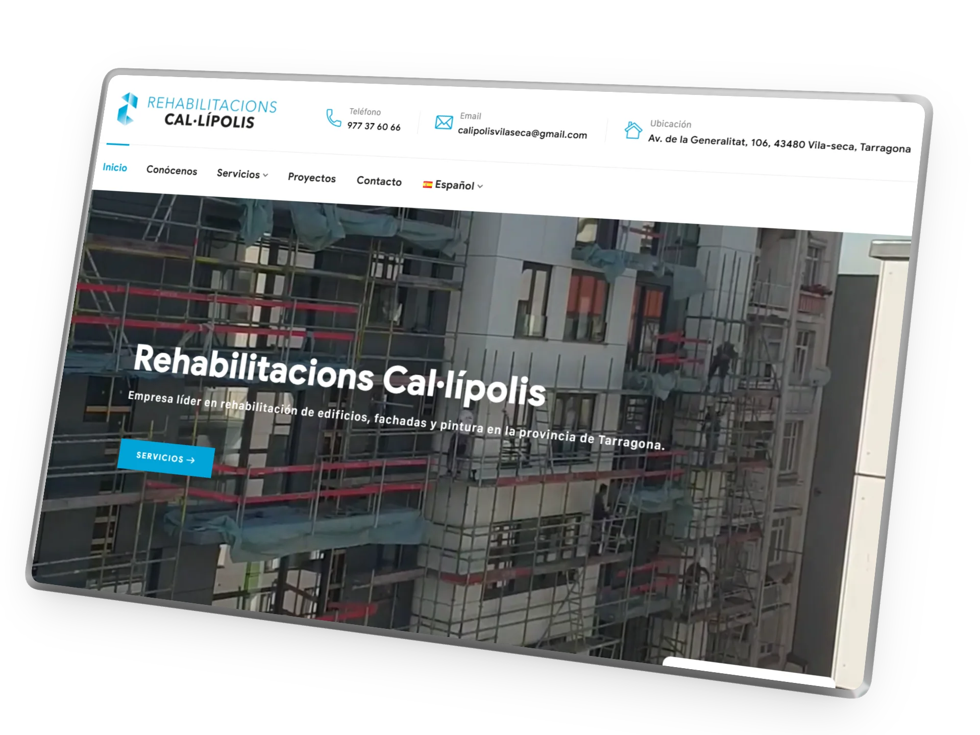 Web de Rehabilitacions Cal·lípolis, diseñada por Blauro Digital en Vila-seca