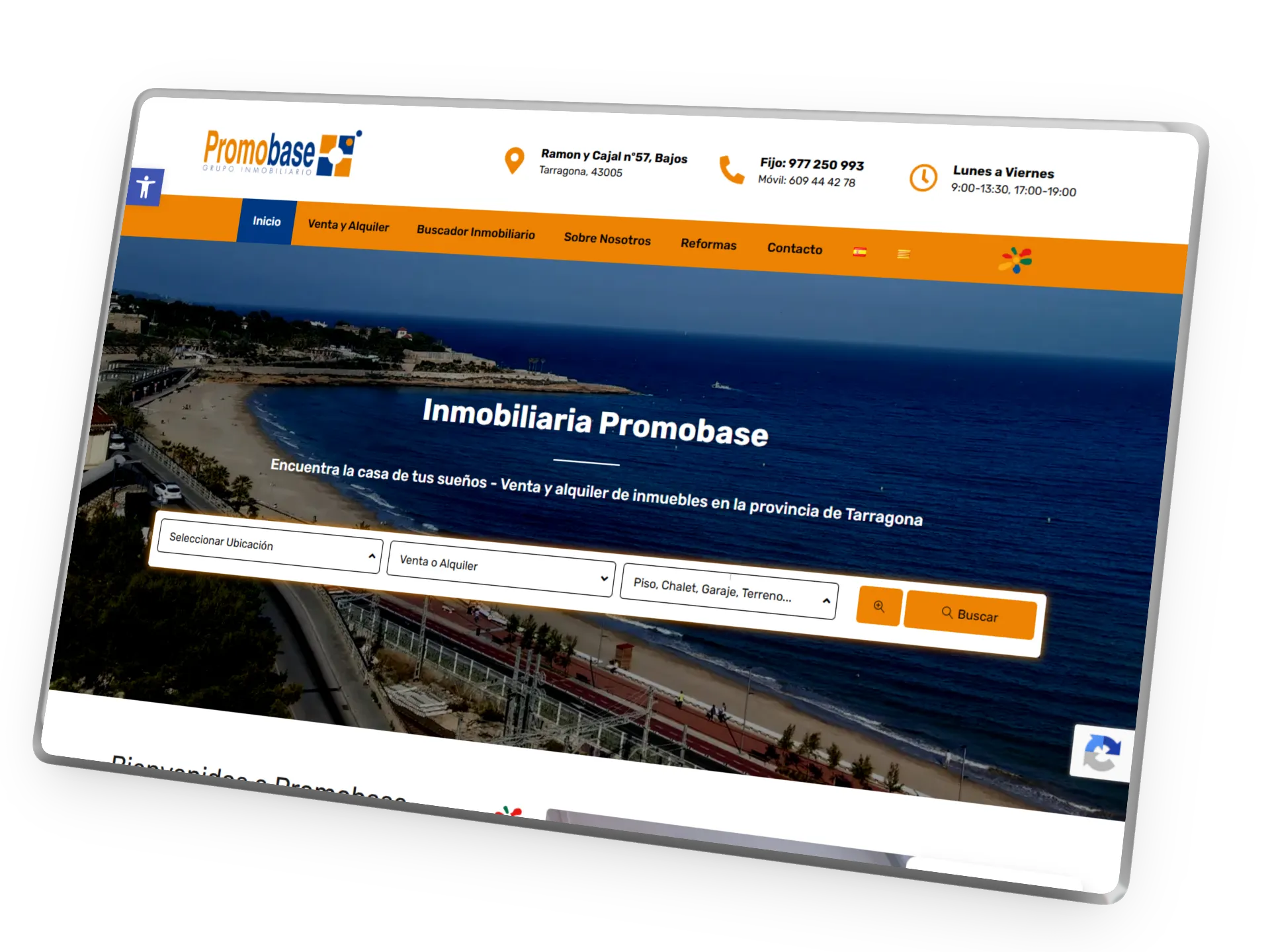 Web inmobiliaria de Promobase Dire, diseñada por Blauro Digital en Tarragona