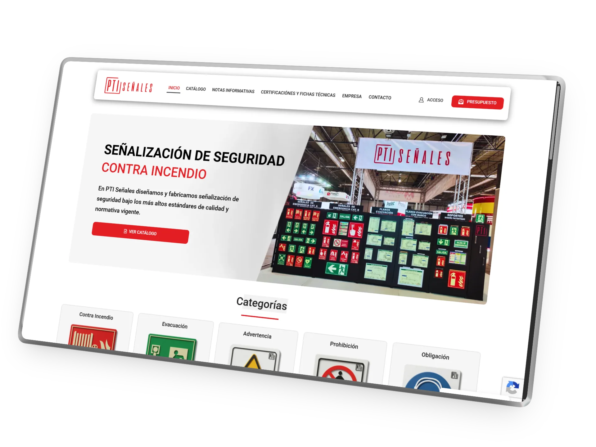 Catálogo online de PTI Señales, diseñado por Blauro Digital en Les Borges del Camp