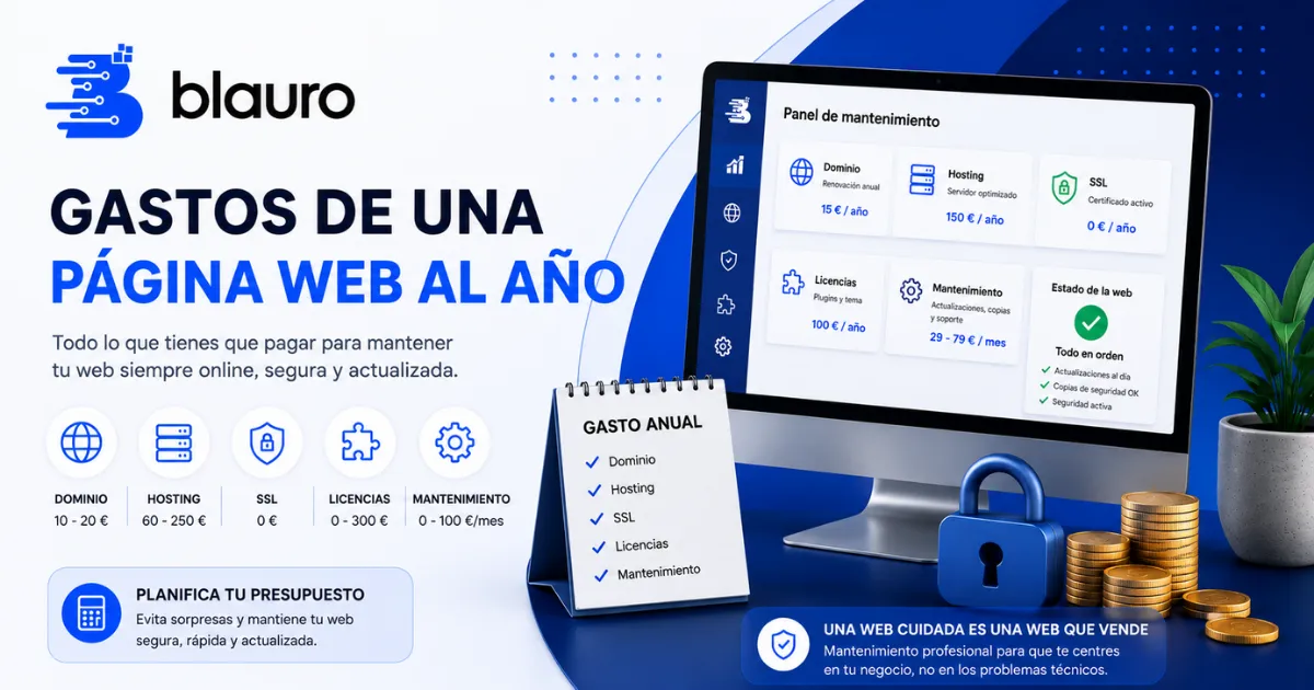 Qué gastos tiene una página web al año